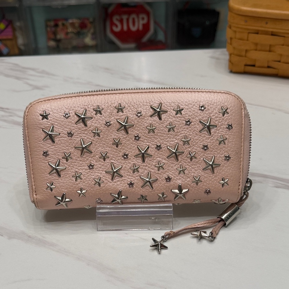 Jimmy Choo Studded Star Zip-Around Wallet - Pink